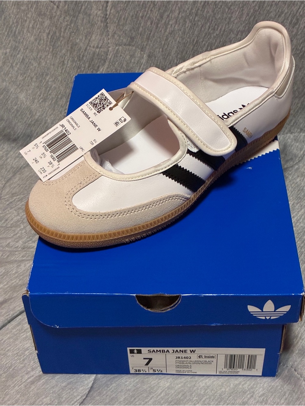 adidas Samba Jane W White, Beige & Black Mary Jane Sneakers